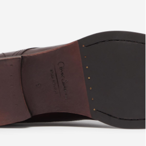 Closeup of Leather sole with rubber forepart