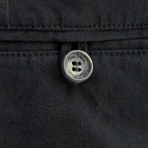 Closeup of Branded horn button