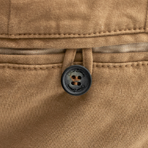 Closeup of Branded horn buttons