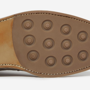 Closeup of Leather sole with cleated rubber forepart