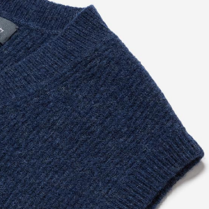 Closeup of Ribbed collar, cuffs & hem