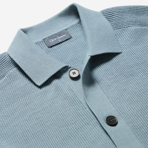 Closeup of Ribbed placket & collar