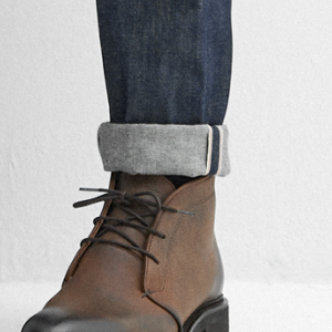 Closeup of 12.5oz red selvedge denim
