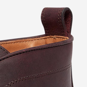 Closeup of Hand-burnished toe & heel