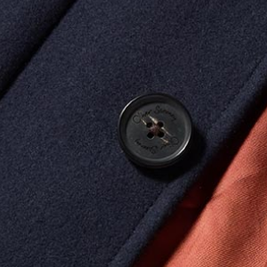 Closeup of Branded horn buttons