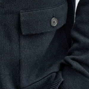 Closeup of 3 external buttoned pockets