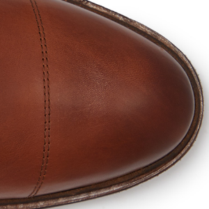 Closeup of Hand-burnished toecap