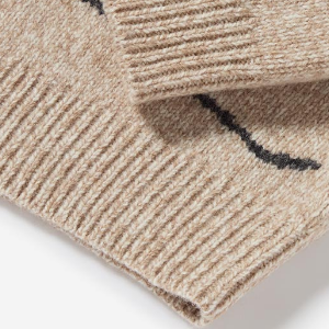 Closeup of Ribbed collar, cuffs & hem