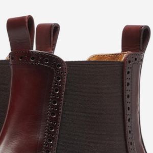 Closeup of Heel & shin pull tabs