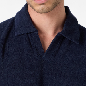 Closeup of Buttonless polo collar