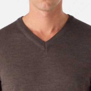 Closeup of Ribbed v-neck