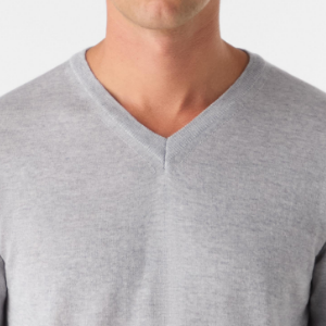 Closeup of Ribbed v-neck