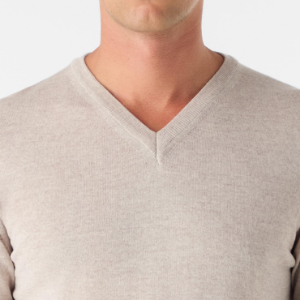 Closeup of Ribbed v-neck