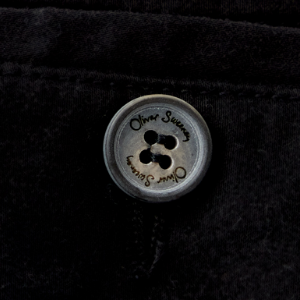 Closeup of Branded horn button