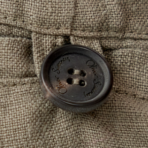 Closeup of Branded horn buttons