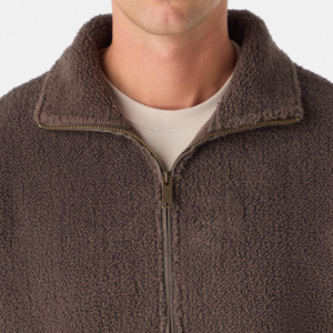 Closeup of Polished metal half zip