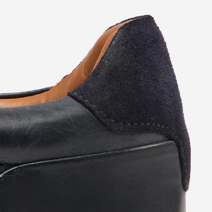 Closeup of Suede heel counter