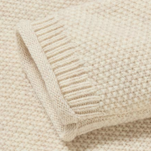 Closeup of Rolled collar, cuffs & hem