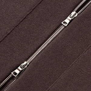 Closeup of Polished metal double zip