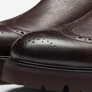 Closeup of Antiqued milled leather upper