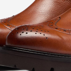 Closeup of Antiqued milled leather upper