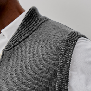 Closeup of Ribbed collar, cuffs & hem