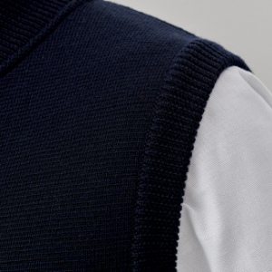 Closeup of Ribbed collar, cuffs & hem