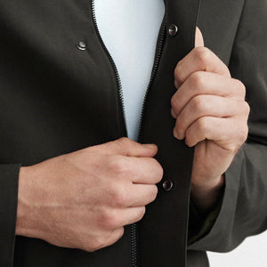 Closeup of Concealed placket with zip closure
