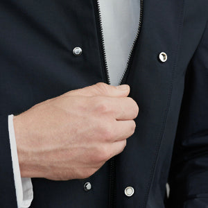 Closeup of Concealed placket with zip closure