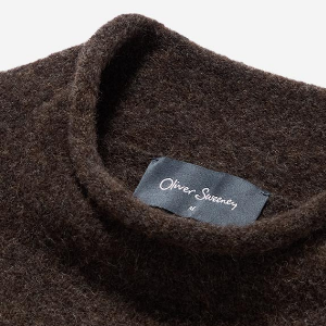 Closeup of Rolled collar, cuffs & hem