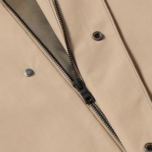 Closeup of Concealed placket with zip closure