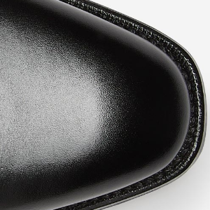 Closeup of Hand-polished toe & heel