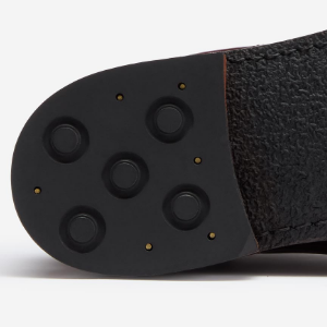 Closeup of Rubber sole with studded rubber heel