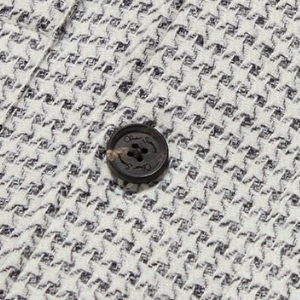 Closeup of Branded horn buttons