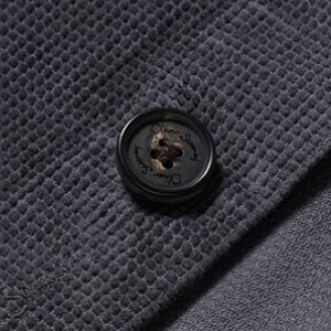 Closeup of Branded horn buttons
