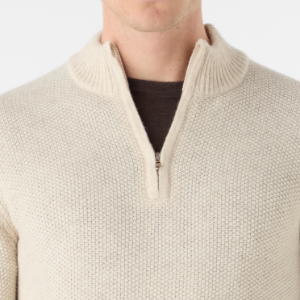 Closeup of Ribbed funnel neck