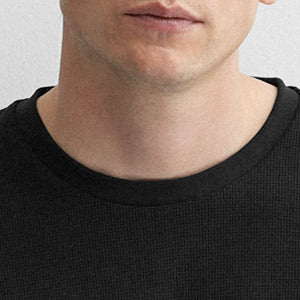 Closeup of Ribbed crew neck