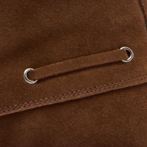 Closeup of Interwoven suede lace detail