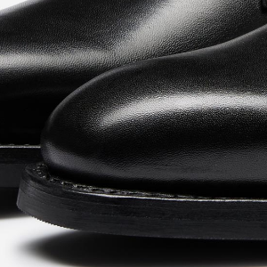 Closeup of Hand-burnished toe & heel
