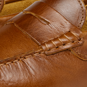 Closeup of Tonal moccasin stitching