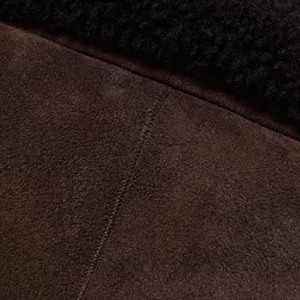 Closeup of 100% suede shearling
