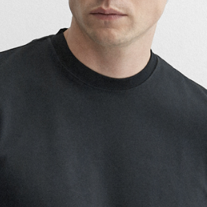 Closeup of Ribbed crew neck