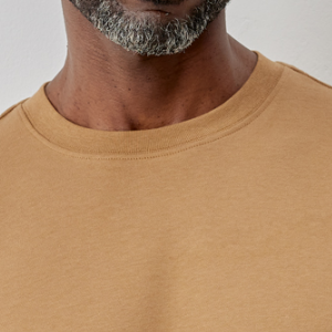 Closeup of Ribbed crew neck