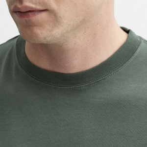 Closeup of Ribbed crew neck