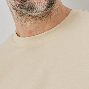 Closeup of Ribbed crew neck