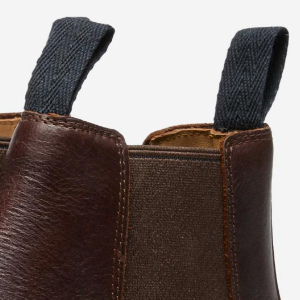 Closeup of Heel & shin pull tabs