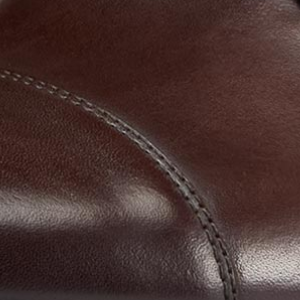 Closeup of Antiqued leather upper