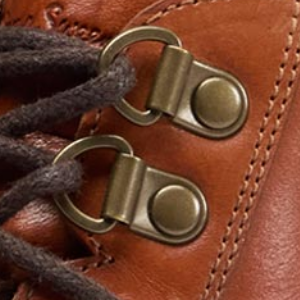 Closeup of Metal eyelets & ski hooks