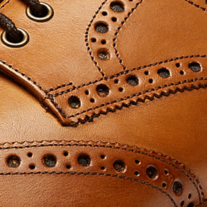 Closeup of Wingtip brogueing