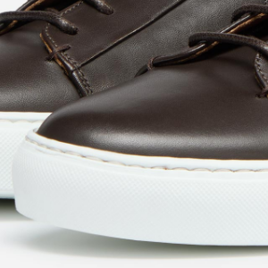 Closeup of Hand antiqued calf leather upper